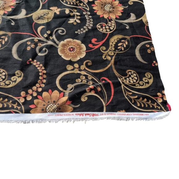 Vtg Mill Creek Fabrics Floral Night Black Remnant Sewing Fabric 2pcs = 3.7yards - Picture 4 of 9